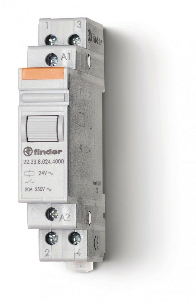 Finder Модульный контактор; 1NO+1NC 20А; контакты AgSnO2; катушка 24В DС; ширина 17.5мм; степень защиты IP20; опции: нет 222390244000 (7 шт.)