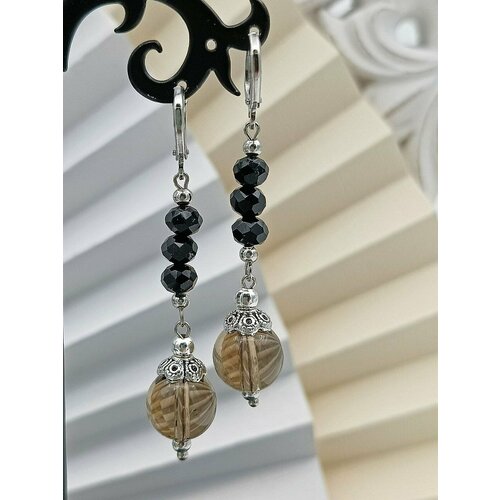 Серьги конго MARI JOO размер 60 мм бесцветный коричневый 999₽