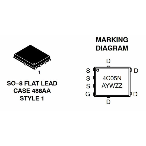 Микросхема NTMFS4C05N N-Channel MOSFET 30V 102A SO-8FL микросхема ntmfs4927nt1g n channel mosfet 30v 38a so 8fl