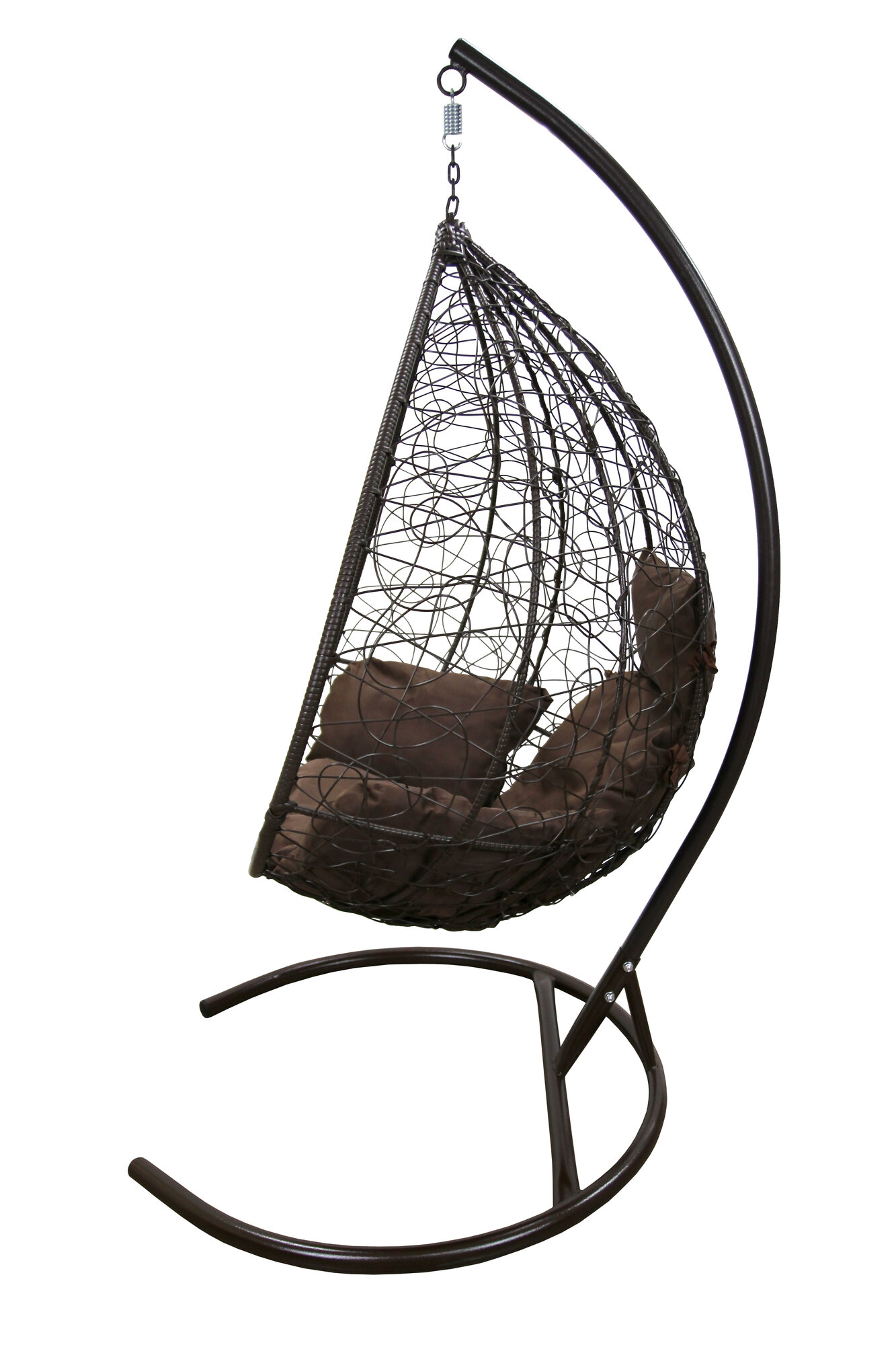 Кресло подвесное Мебельторг Сфера арт. CN Основание коричневый/Корзина коричневая/Подушка коричневая