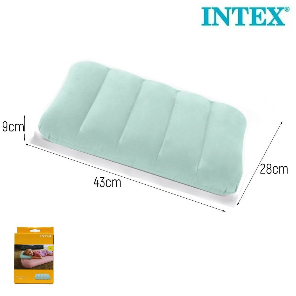 Подушка надувная туристическая цвет мятный 43х28х9 см Intex 68676