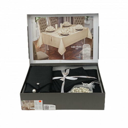 Monalife Скатерть с салфетками Avril цвет: черный (160х220 см)