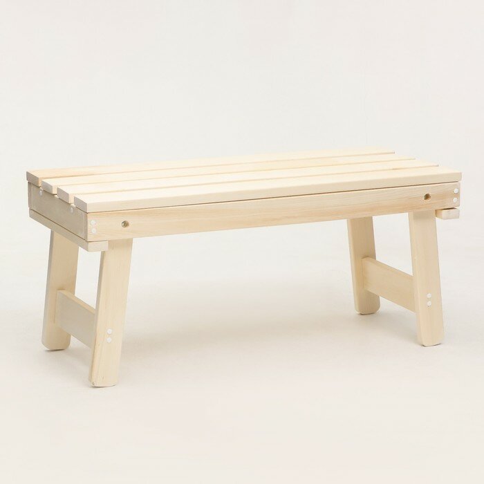 фото Лавка деревянная складная из липы, 100 х 44 х 43 см, для бани и дачи, нагрузка до 200 кг
