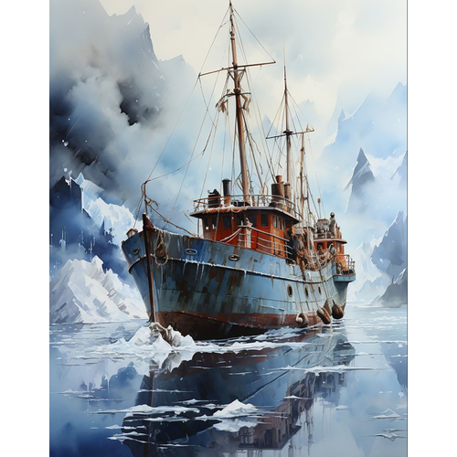 Корабль среди айсбергов Картина по номерам 40х50 АртТойс смерть среди айсбергов рой жара
