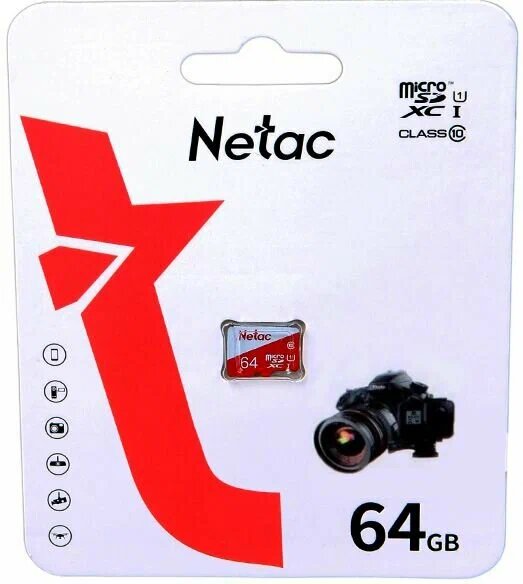 Карта памяти 64Gb - Netac MicroSD P500 Eco UHS-I Class 10 NT02P500ECO-064G-S