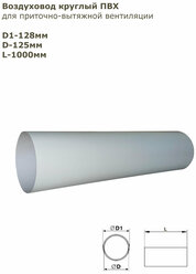 Воздуховод круглый ПВХ D125 мм, L-1 м