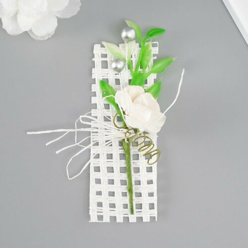 Букет декоративный Розочка 5х9 см белый комплект из 48 шт 2007₽