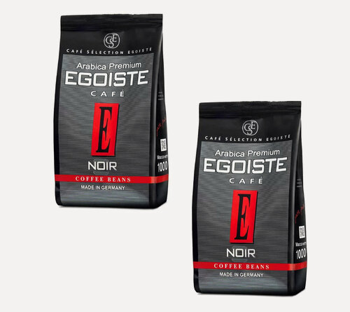 Изображение товара Кофе Egoiste Noir, в зернах, арабика, 100%, 1 кг, 2 упаковки