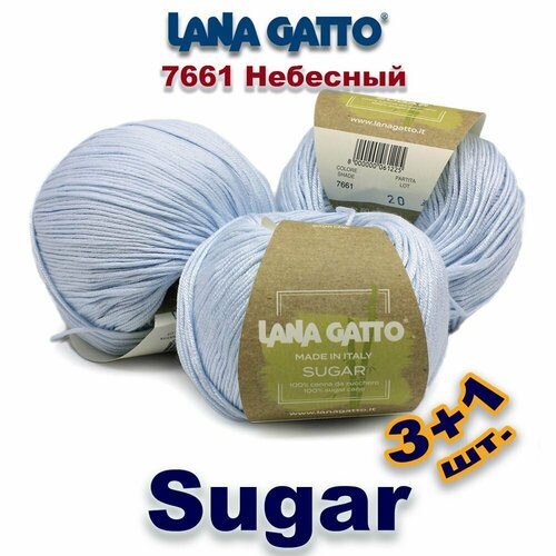 Пряжа Lana Gatto Sugar / Лана Гатто Шугар (Сахар) Вискоза: 100% Цвет: #7661, Небесный (4 мотка) пряжа lana gatto sugar лана гатто шугар сахар вискоза 100% цвет 30365 горчица senape 4 мотка