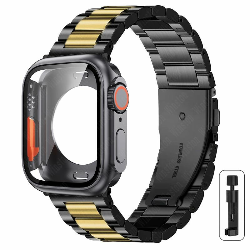 Лента из нержавеющей стали Ultra чехол для Apple Watch ремешок 44 мм 45 мм 41 мм 40 мм для iWatch Series 9 8 7 6 SE 5 4