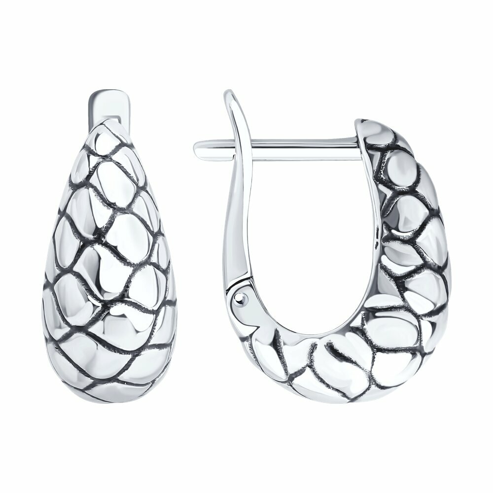 Серьги, серебро, 925 проба, чернение