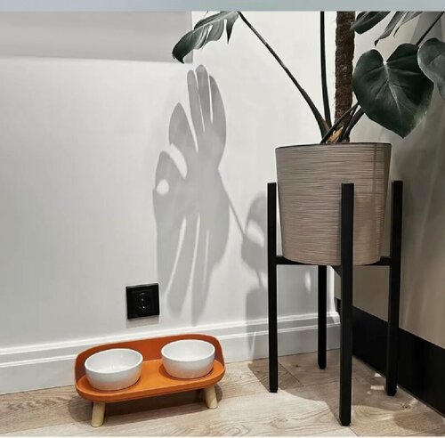 Изображение товара Миска Cossihall для животных, на подставке, керамика, коричневая