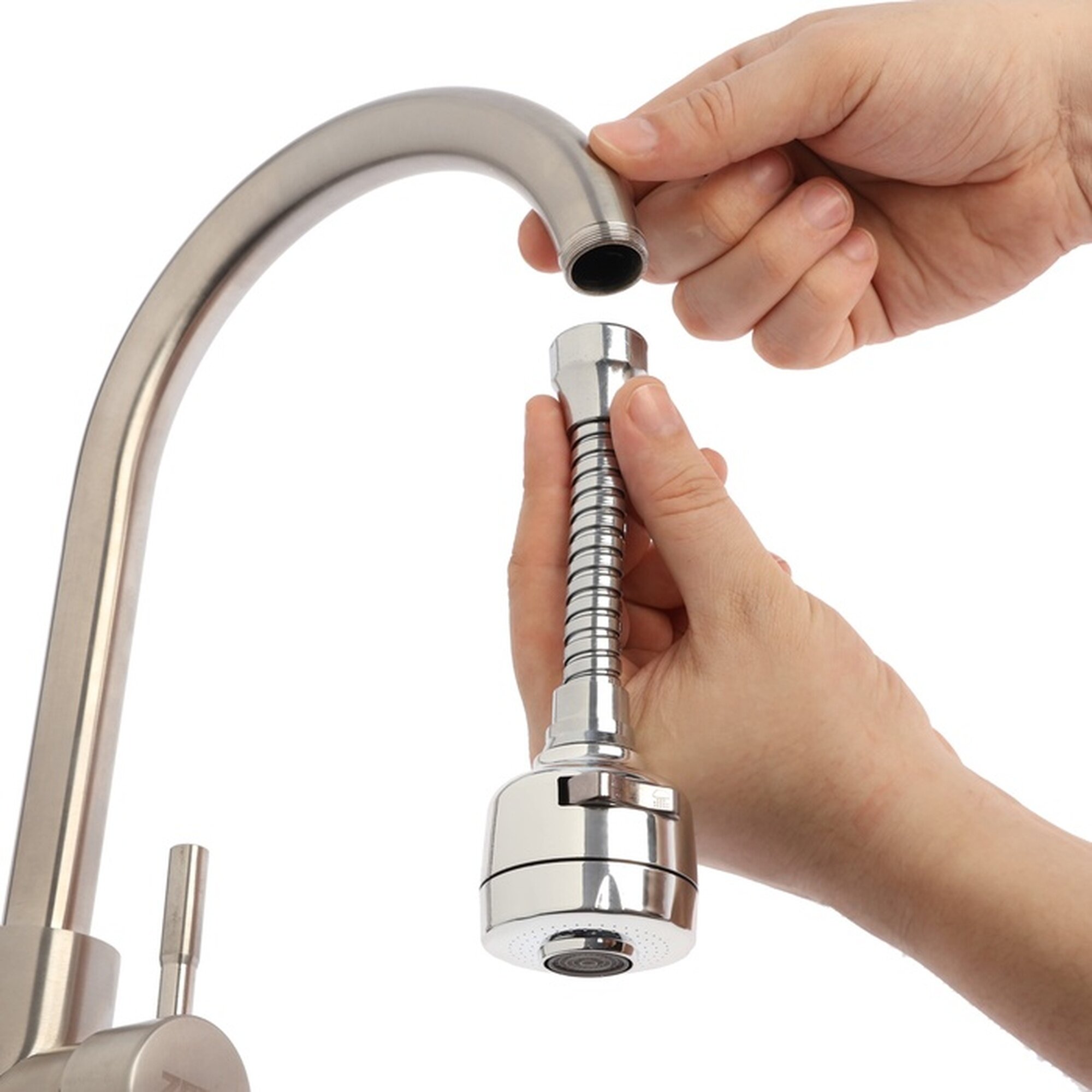 Картинки Аэратор ZEIN Z3594, поворотный, гибкий, с регулировкой потока, 2 режима, хром