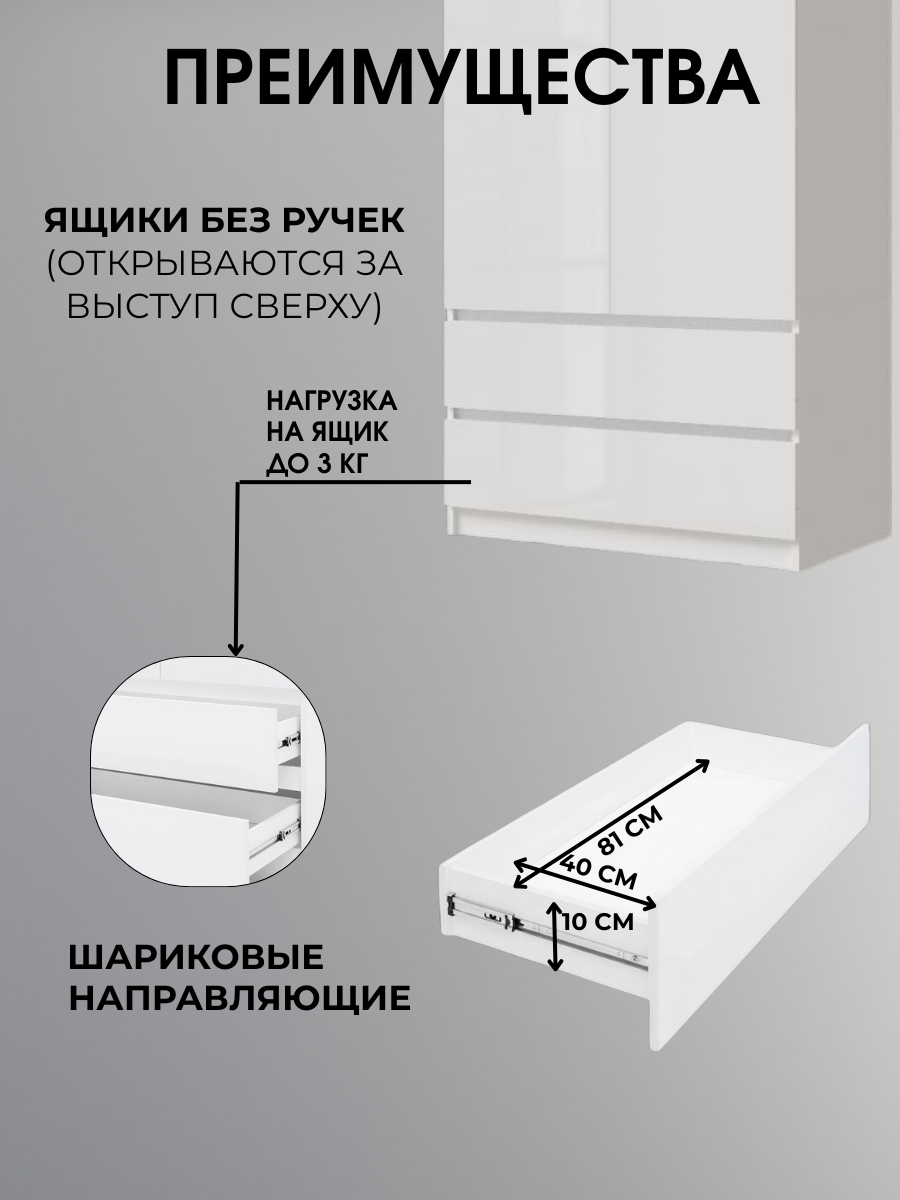 Шкаф распашной 2-х створчатый Челси, Белый/Белый глянец, 90.2 х 179.6 х 51.4 см — фото 1