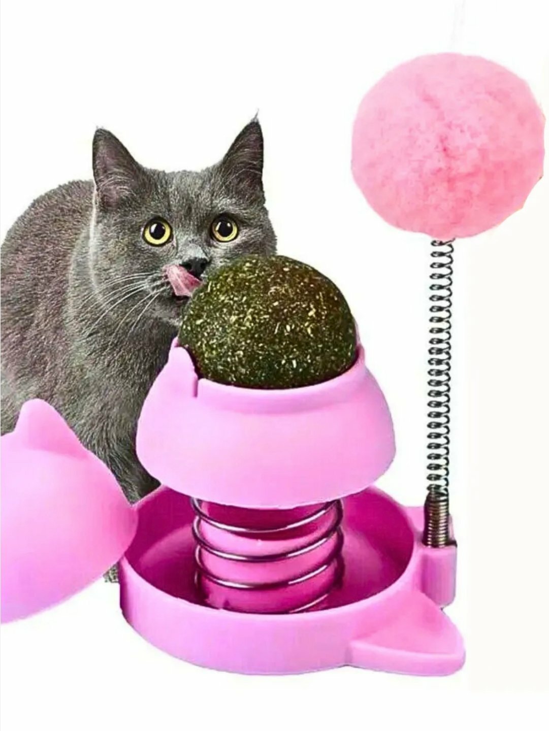 Игрушка для кошек с кошачьей мятой, интерактивная дразнилка помпон, мятный шарик на стену