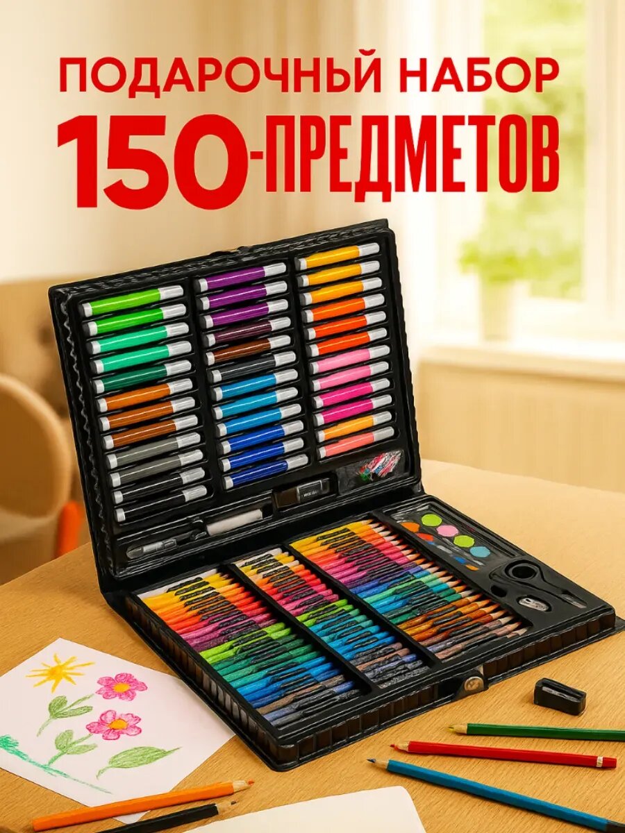Набор для рисования 150 предметов в пластиковом чемоданчике