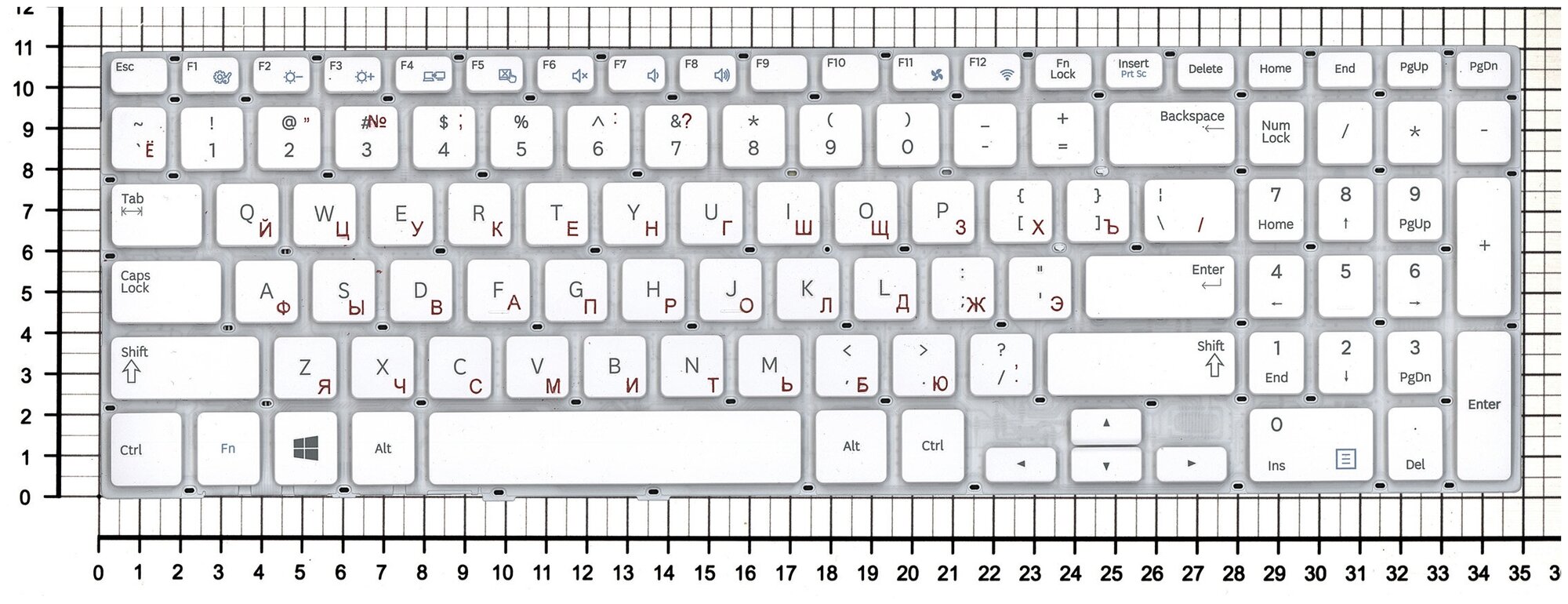 Клавиатура для ноутбука Samsumg NP370R5E-S07 белая без рамки