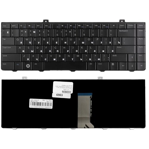 Клавиатура для ноутбука Dell Inspiron 1320 1440 Series Плоский Enter Черная без рамки PN V100825CS 838₽