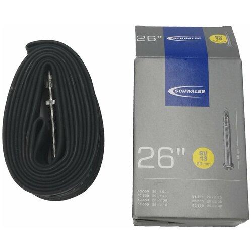 Велокамера Schwalbe SV13 extra long, 26х1.5-2.4, 40/62-559, Presta 60mm, 10425363 камера schwalbe sv13 26