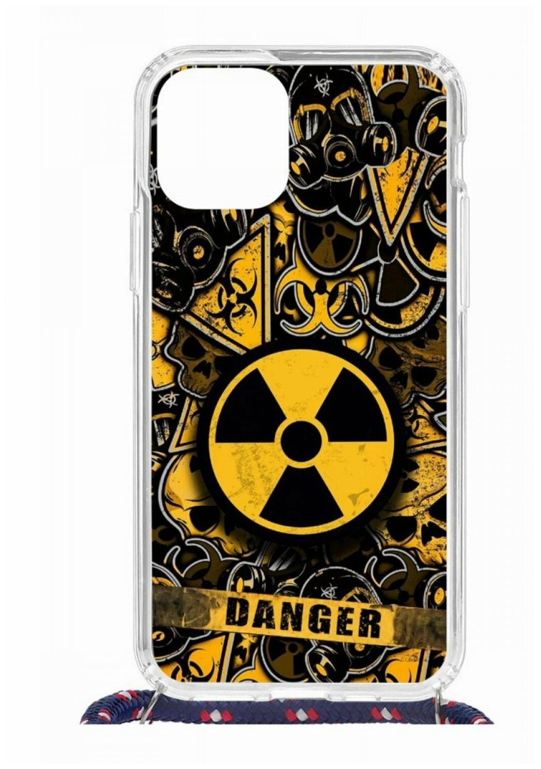 Чехол для Apple iPhone 11 Pro Kruche Print MagSafe Magrope Danger,пластиковая накладка со шнурком и рисунком,противоударный силиконовый бампер