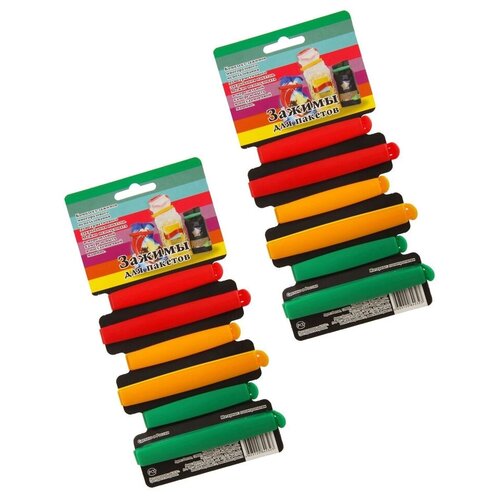 Зажимы для пакетов кухонные защелки фиксаторы 9 см и 12 см 12 шт 329₽