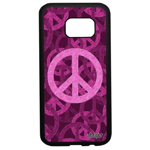 фото Простой чехол для мобильного // galaxy s7 // "peace and love" стрит-арт пацифизм, utaupia, фиолетовый