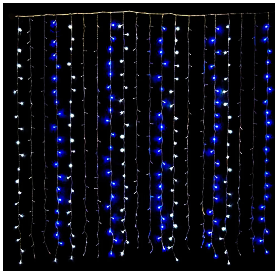 Электрогирлянда SH Lightlngs "Занавес" внутренняя 368 LED синий/белый 1,5 м SHLights - фото №7