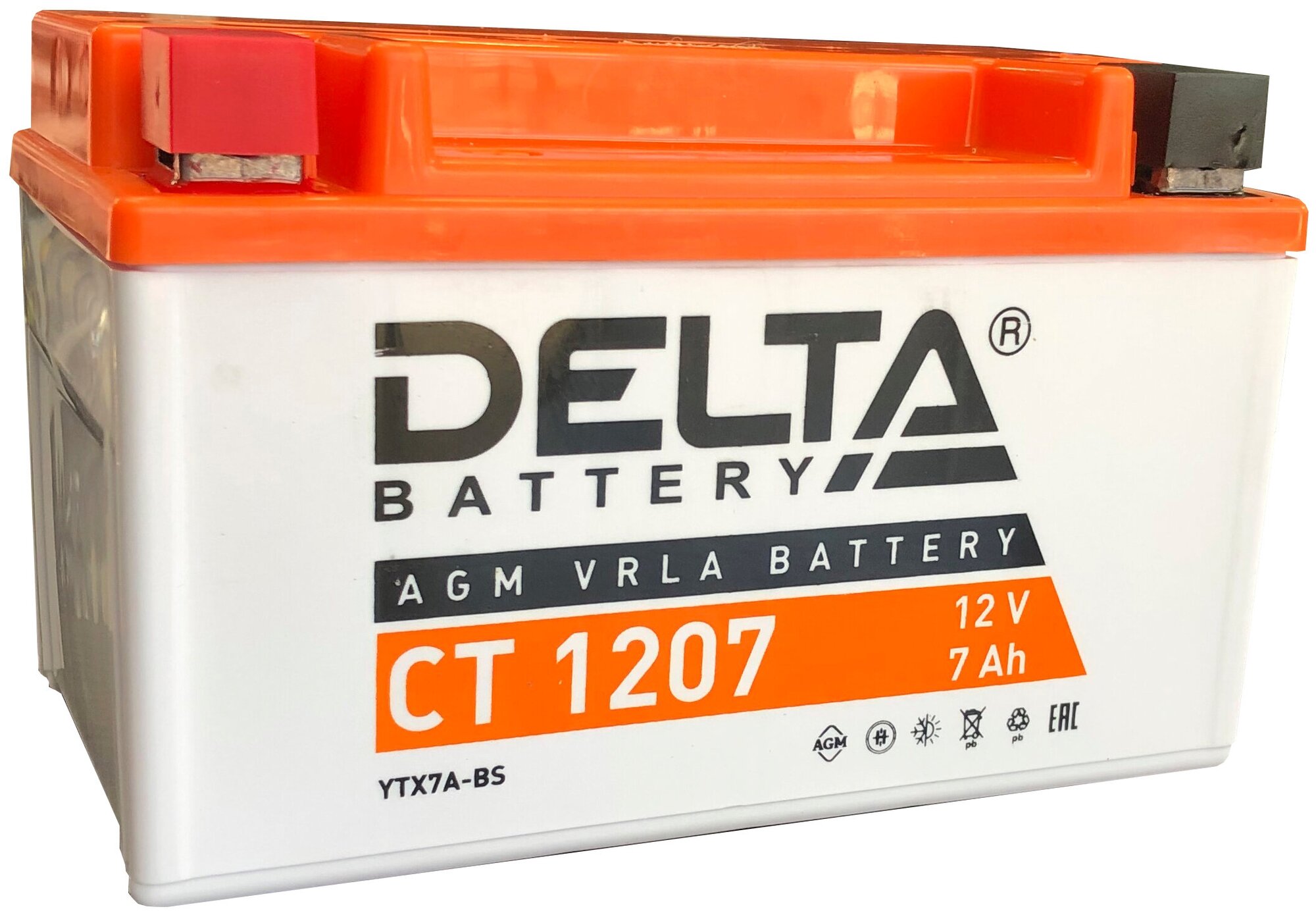 Аккумулятор Мото 12V 7 Ач 150X86x94 105A +/- Agm Залит Гарантия 1 Год Delta арт. CT1207