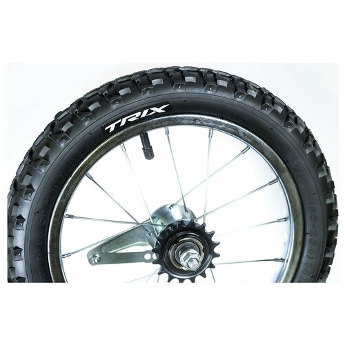 фото Колесо велосипедное заднее trix 14", стальной обод, тормозная втулка, камера, покрышка, 14" steel (заднее)