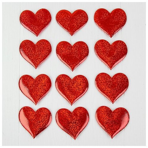 Страна Карнавалия Сердечки для декорирования, 3944548, 12 шт., красный набор конфетти 1 см сердечки металлик 3 пачки по 10 грамм