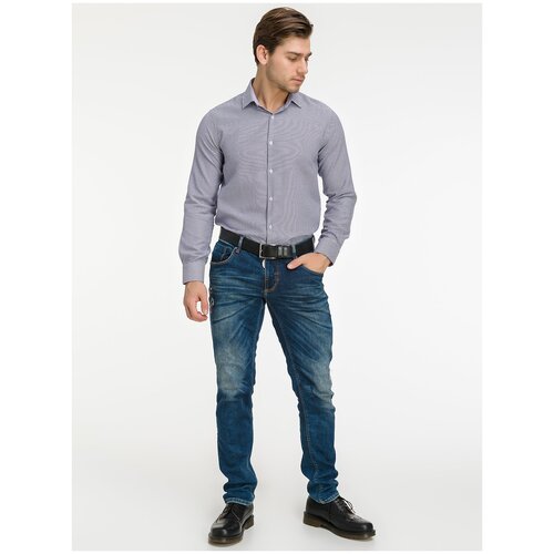 фото Рубашка мужская длинный рукав caesarleo slim fit сиреневая