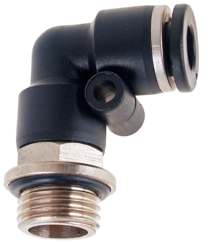 фото Соединитель трубки ПВХ, полиамид d=6мм (наружная резьба) М12х1.25 угольник PL M12x1.25 d=6