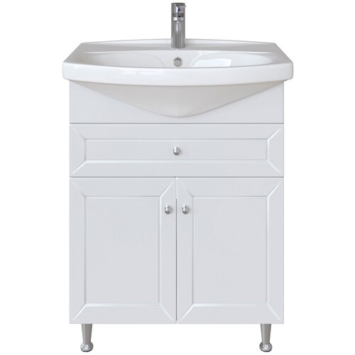 фото Тумба для ванной комнаты sanstar бриз 65 с раковиной, напольная, белая, шхвхг:64х84х47