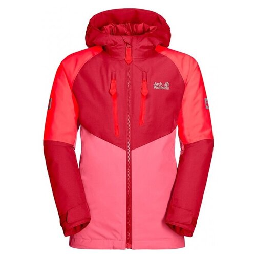 Куртка Jack Wolfskin, размер 128, розовый, красный новинка 2020 ветрозащитный женский лыжный костюм зимняя теплая лыжная куртка штаны водонепроницаемая куртка для сноуборда женские лыжные