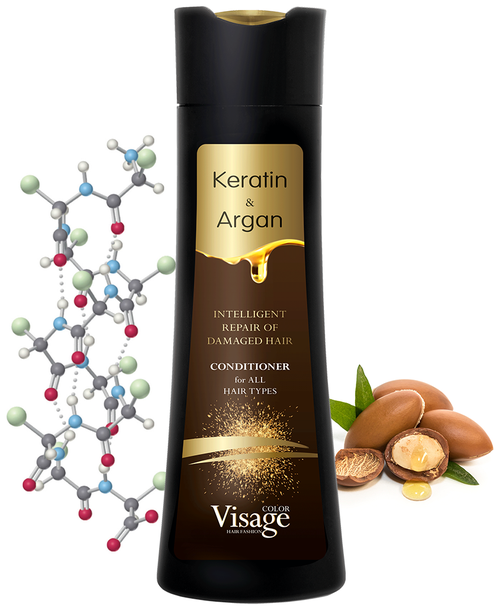 VISAGE Color Hair Fashion/ Кондиционер восстанавливающий с кератином и аргановым маслом, 250мл