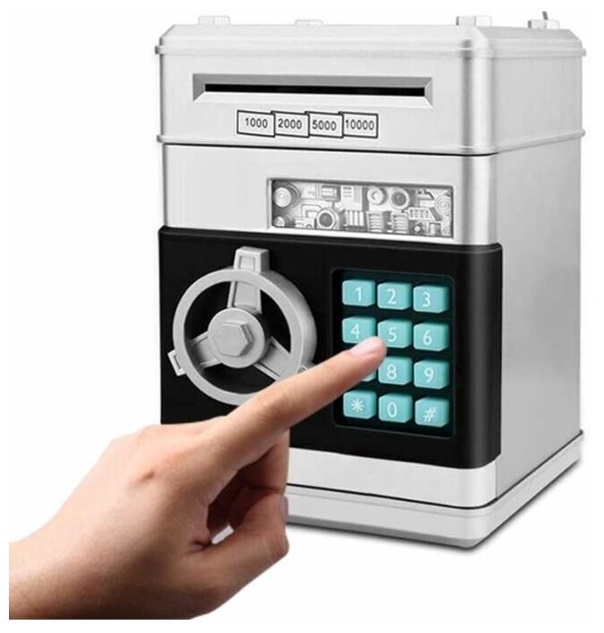 Копилка сейф электронно автоматический с купюроприемником 19х13х13см Silver