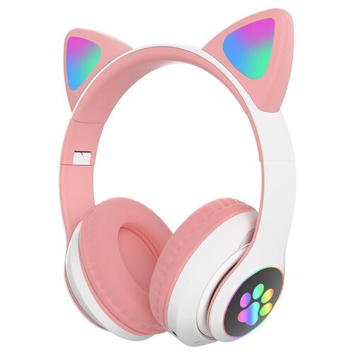 Беспроводные наушники Bluetooth STN-28 со светящимися кошачьими ушками беспроводные светящиеся наушники c кошачьими ушками cat ear stn 28 синие детские
