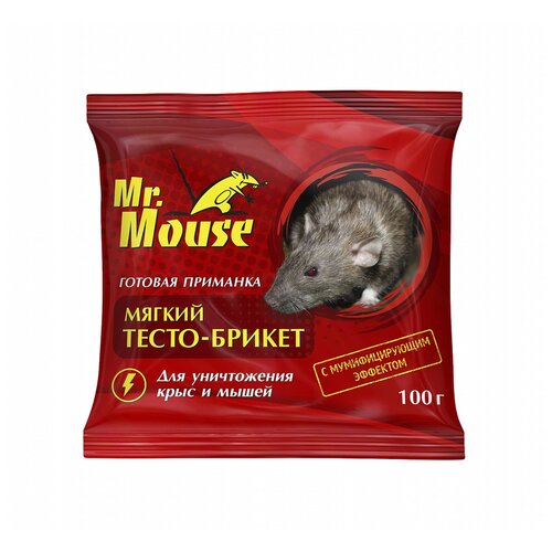 Средство Mr. Mouse мягкий тесто-брикет для уничтожения мышей и крыс, 100 гр, пакет, 0.1 кг мягкое тесто брикет для уничтожения мышей и крыс 100 г с мумифицирующим эффектом