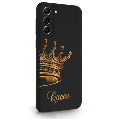 Черный силиконовый чехол MustHaveCase для Samsung Galaxy S21FE Парный чехол корона Queen для Самсунг Галакси С21ФЕ