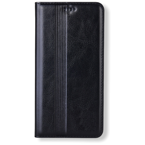 Чехол-книжка MyPads Premium для OnePlus 9 из качественной натуральной мраморной кожи буйвола прошитый элегантной прострочкой черный с магнитной к.