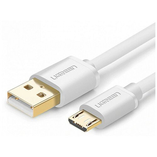 Кабель Ugreen Micro-USB 2.0А (USB 2.0, белый, 1.0M) кабель угловой ugreen us299 60555 right angle usb a to lightning cable 1м красный