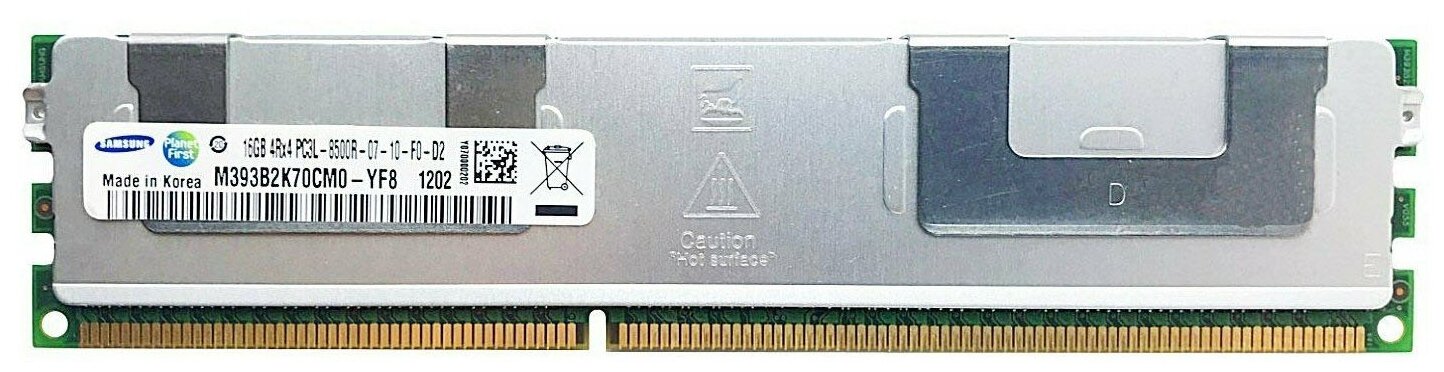 Серверная оперативная память DIMM DDR3L 16384Mb, 1066Mhz Samsung ECC REG CL7 1.35V (M393B2K70DM0-YF8), (49Y1418)