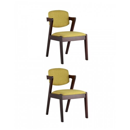 фото Комплект из двух стульев stool group viva мягкое зеленое сиденье, деревянный каркас из массива гевеи