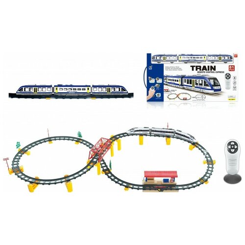 фото Железная дорога с пультом управления (поезд синий экспресс, длина 397 см, свет, звук) - 2807y-1 (lq-2807y-1) cs toys