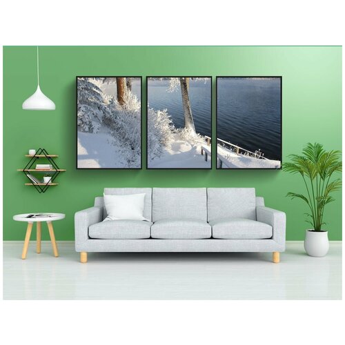 фото Набор модулных постеров для интерьера "солнечный, зимний день, снег" 60x90 см. в тубусе, без рамки lotsprints