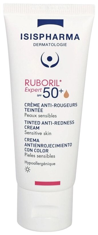 ISISPHARMA Ruboril Expert 50+ Дневной тонирующий крем для лица от покраснений с SPF50+, 40 мл