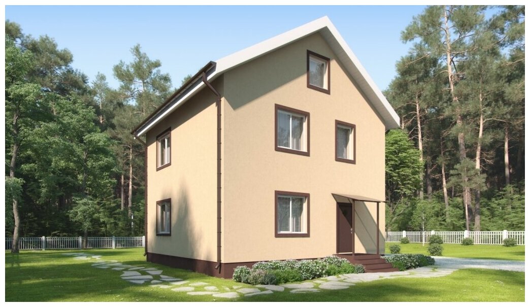 Проект жилого дома STROY-RZN 22-0015 (121,24 м2, 8,8*8,8 м, газобетонный блок 400 мм, декоративная штукатурка)