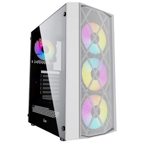 Корпус ATX Без БП Powercase Rhombus X4 White, CMRMW-L4, белый корпус powercase rhombus x4 tempered glass mesh cmrmw l4 white