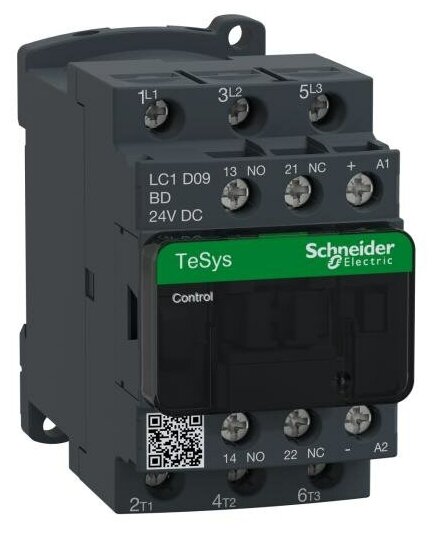 Контактор Schneider Electric TeSys Deco LC1D09BD, 3P, 9A, НЗ+но, 24VDC - фотография № 2