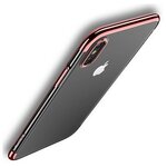 Силиконовый прозрачный чехол-накладка Floveme для iPhone X / iPhone XS (окантовка Rose Gold) - изображение